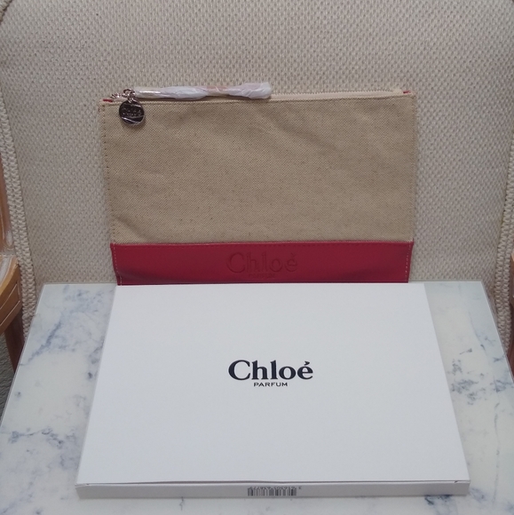 Chloe Handbags - Chloé Parfum Canvas Flat Clutch Pouch New